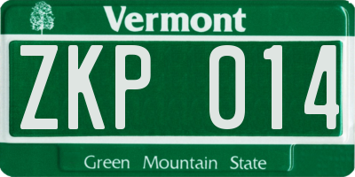 VT license plate ZKP014