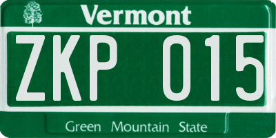 VT license plate ZKP015
