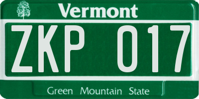 VT license plate ZKP017