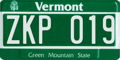 VT license plate ZKP019