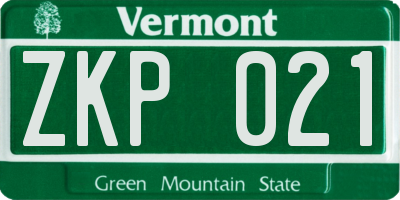 VT license plate ZKP021