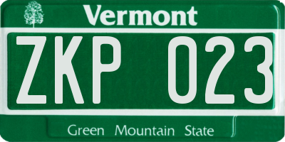 VT license plate ZKP023