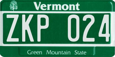 VT license plate ZKP024