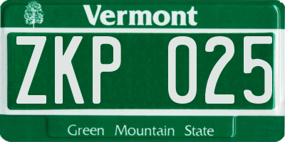 VT license plate ZKP025