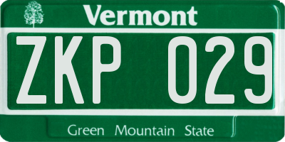 VT license plate ZKP029