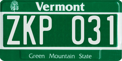 VT license plate ZKP031