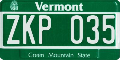 VT license plate ZKP035