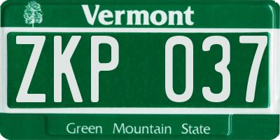 VT license plate ZKP037