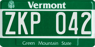 VT license plate ZKP042