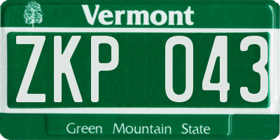 VT license plate ZKP043