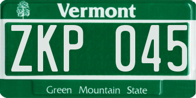 VT license plate ZKP045