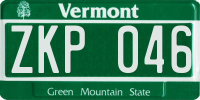 VT license plate ZKP046