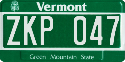 VT license plate ZKP047