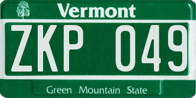 VT license plate ZKP049