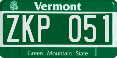 VT license plate ZKP051