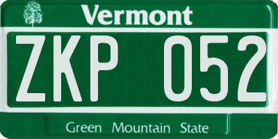 VT license plate ZKP052