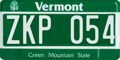VT license plate ZKP054