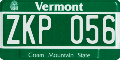VT license plate ZKP056