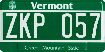 VT license plate ZKP057