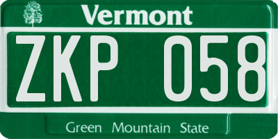 VT license plate ZKP058