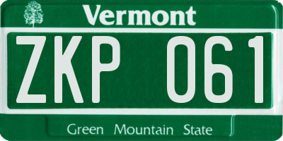 VT license plate ZKP061
