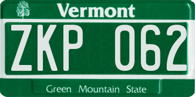 VT license plate ZKP062