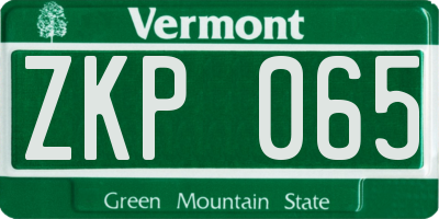 VT license plate ZKP065