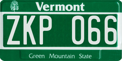 VT license plate ZKP066