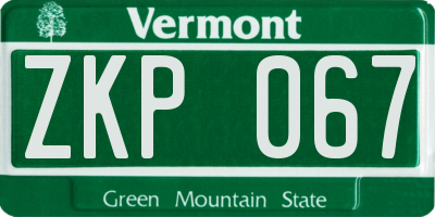 VT license plate ZKP067