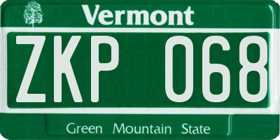 VT license plate ZKP068