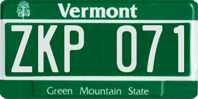VT license plate ZKP071