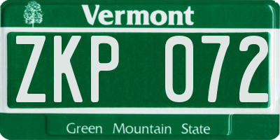 VT license plate ZKP072