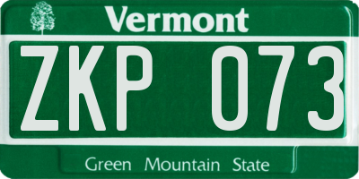 VT license plate ZKP073