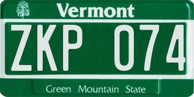 VT license plate ZKP074