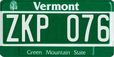 VT license plate ZKP076