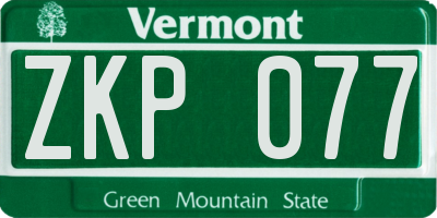 VT license plate ZKP077