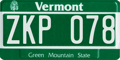 VT license plate ZKP078