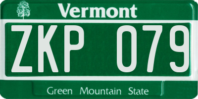 VT license plate ZKP079