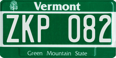VT license plate ZKP082