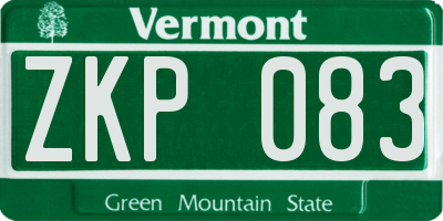 VT license plate ZKP083