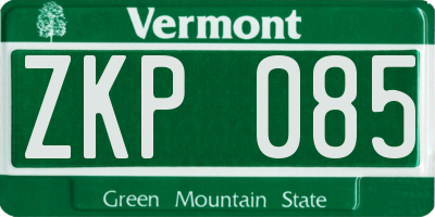 VT license plate ZKP085