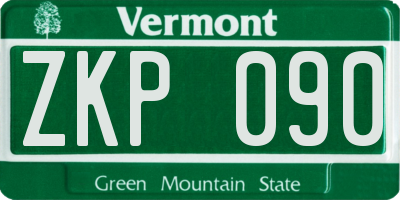 VT license plate ZKP090