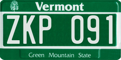 VT license plate ZKP091