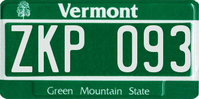 VT license plate ZKP093