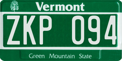 VT license plate ZKP094
