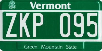 VT license plate ZKP095