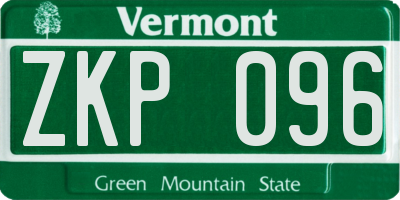 VT license plate ZKP096