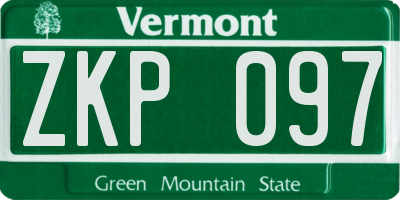 VT license plate ZKP097