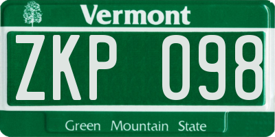 VT license plate ZKP098