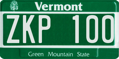 VT license plate ZKP100